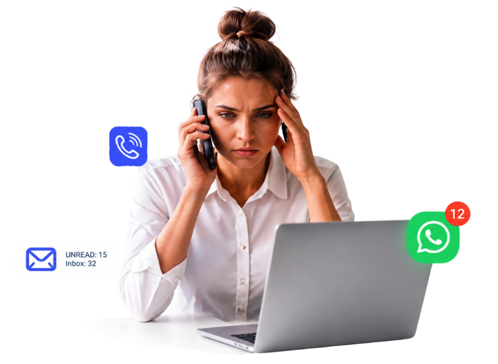 Pracowniczka obsługi reagująca na zgłoszenia telefoniczne, mailowe i WhatsApp w ServCall